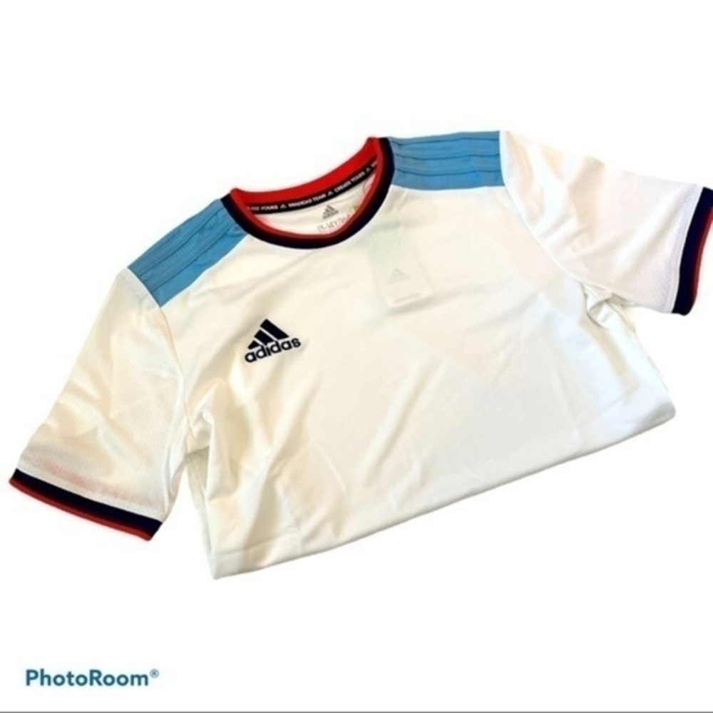Adidas Tee Boys White Primegreen  Aeroready 13-14Y Sz Large